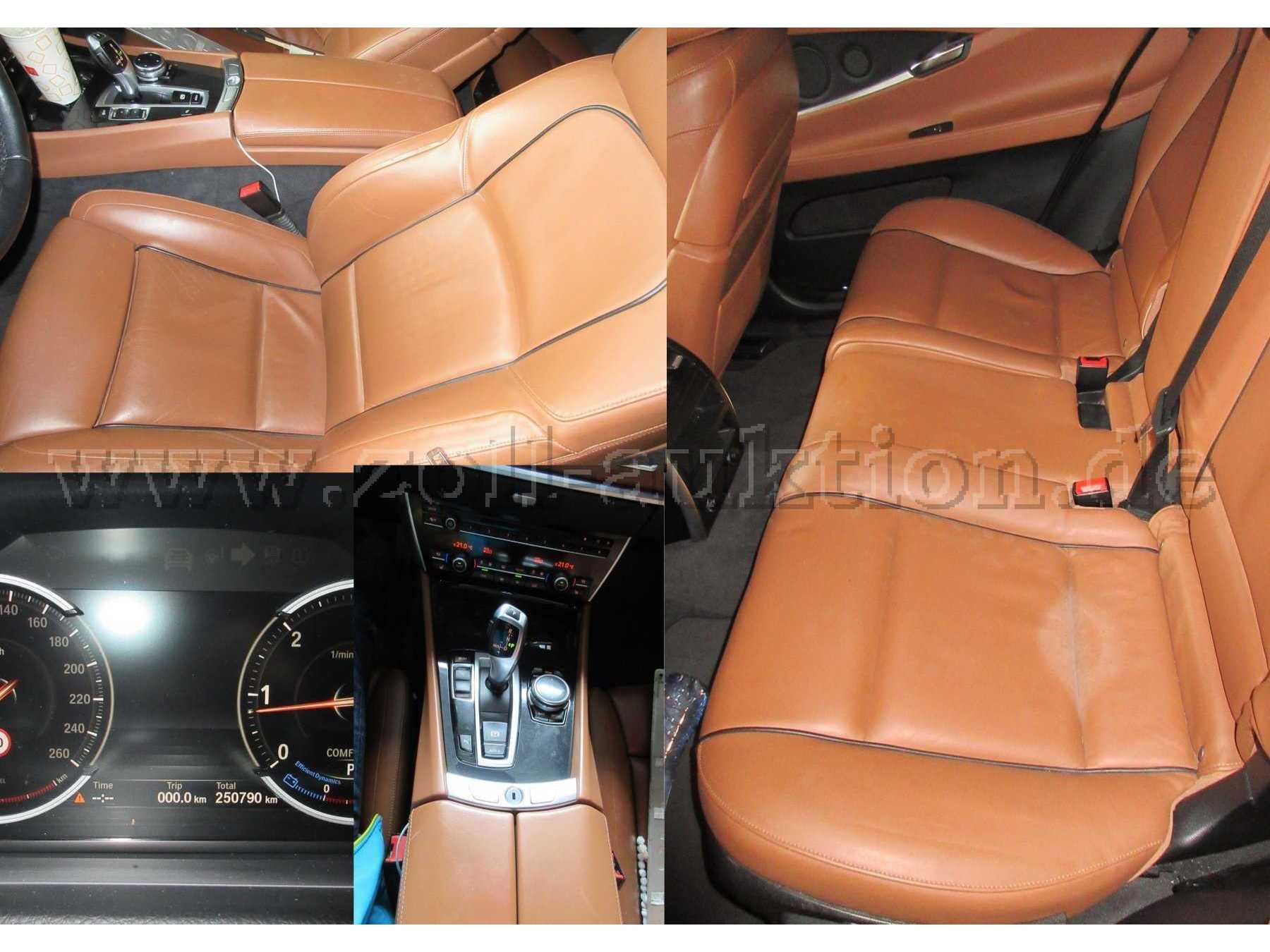 BMW 520D GT - hintere Sitzreihe-Fahrersitz-Mittelkonsole-Tacho mit Kilometerstand