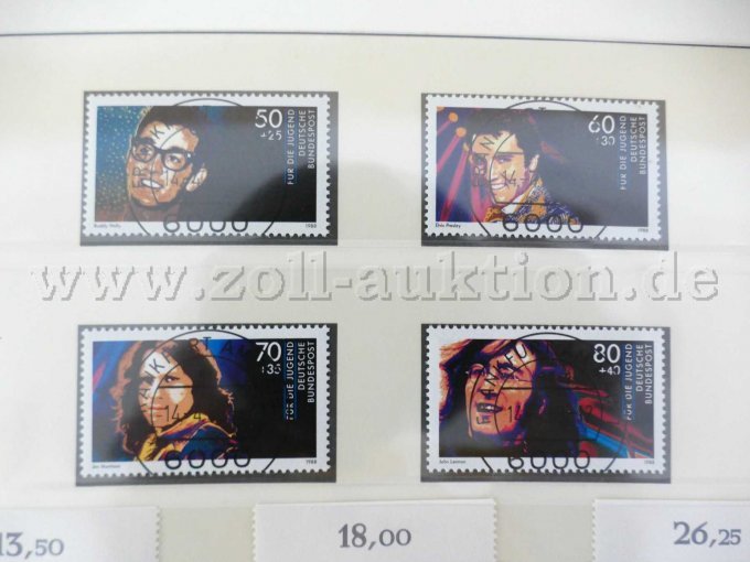 4 Briefmarken mit Stempel