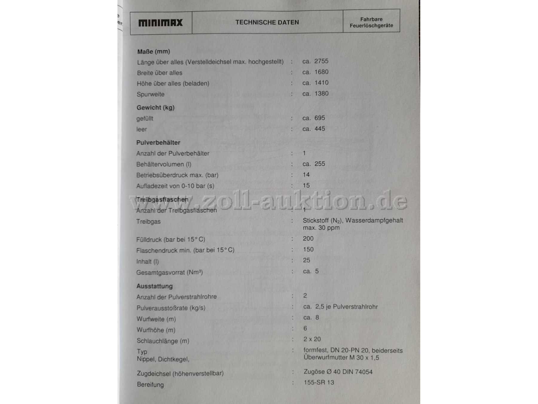 Datenblatt Pulverlöschanlage