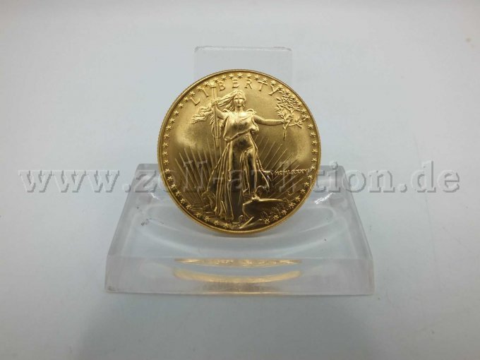 Vorderansicht der Goldmünze mit Abbildung der Liberty und den römischen Zahlen