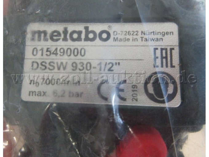Metabo Druckluft-Schlagschrauber Typenschild