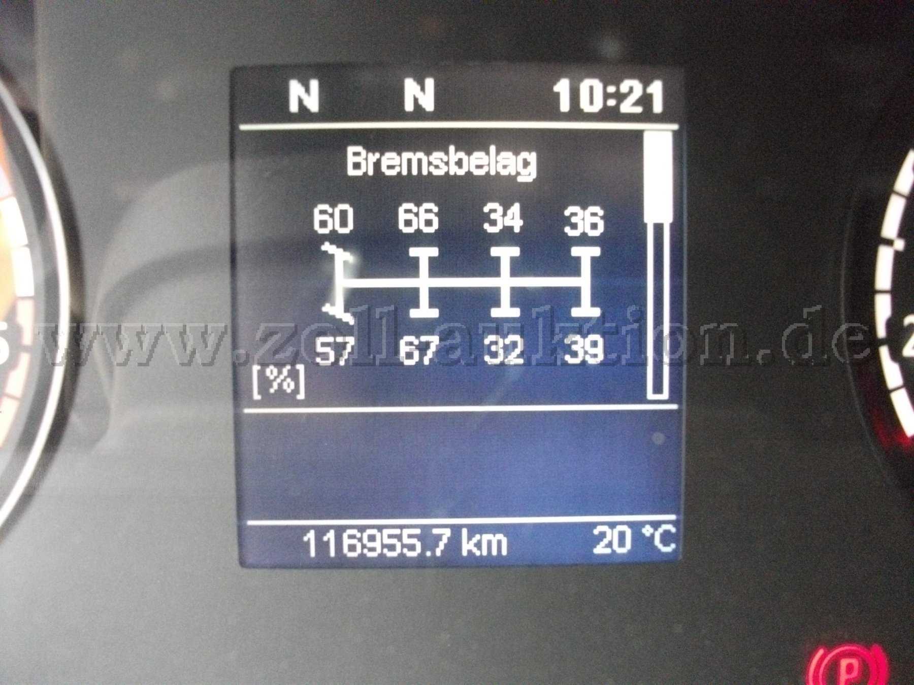 Bremsbelagverschleiß und Gesamtkilometer