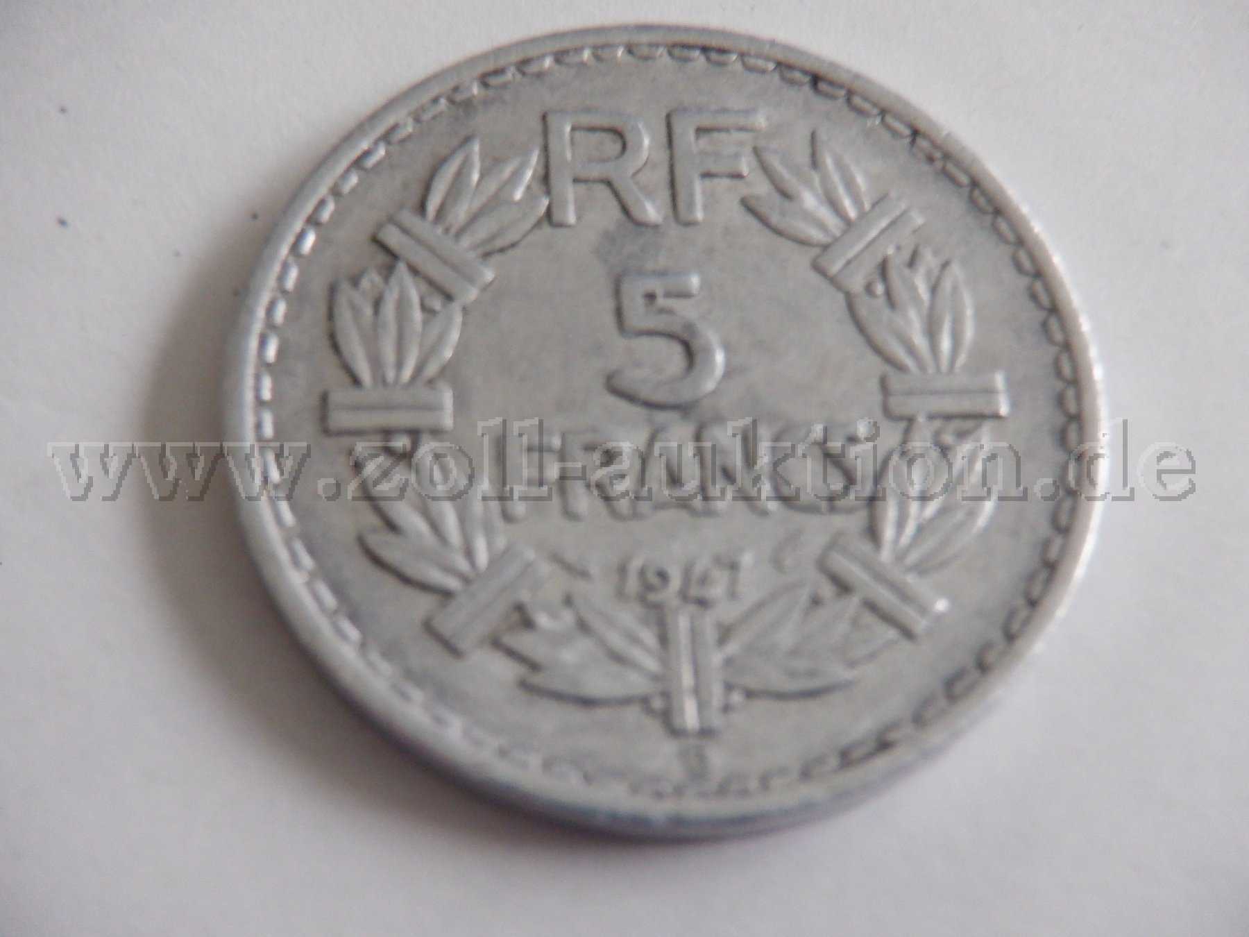 1 Münze Frankreich 5 France von 1947