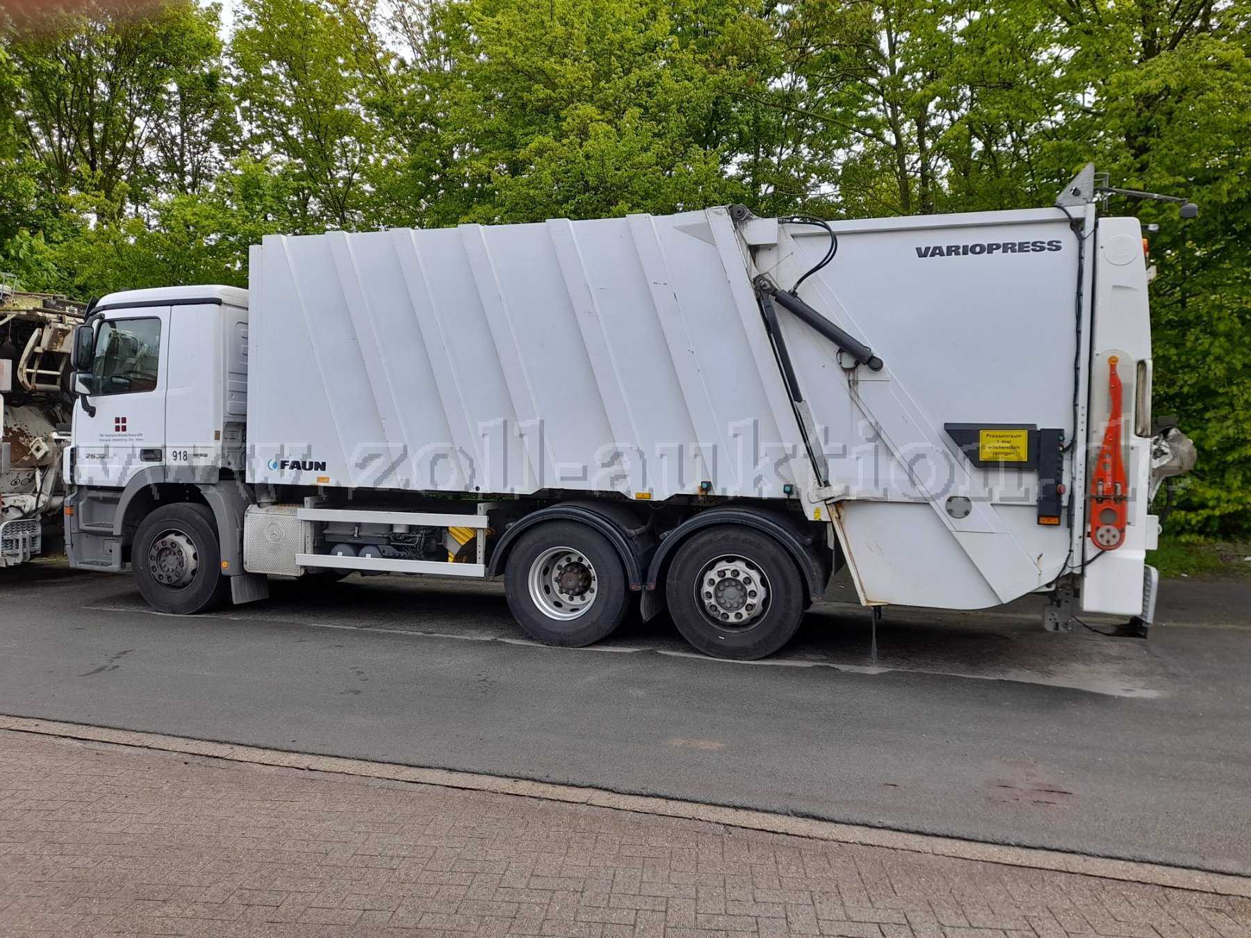 Gesamtseitenansicht des 
Müllsammel- 
fahrzeuges