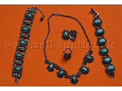 Modeschmuck-Set,
silberfarben und
hellblau