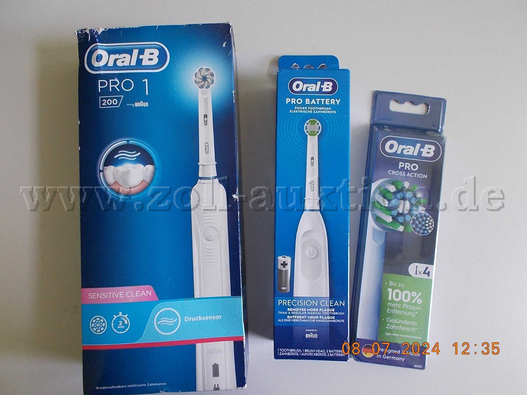 2x Oral-B elektrische Zahnbürste + 1 Packung Aufsteckbürsten
