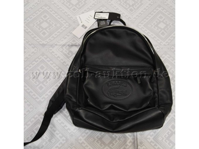 1 schwarzer Leder- Rucksack  „Lacoste“