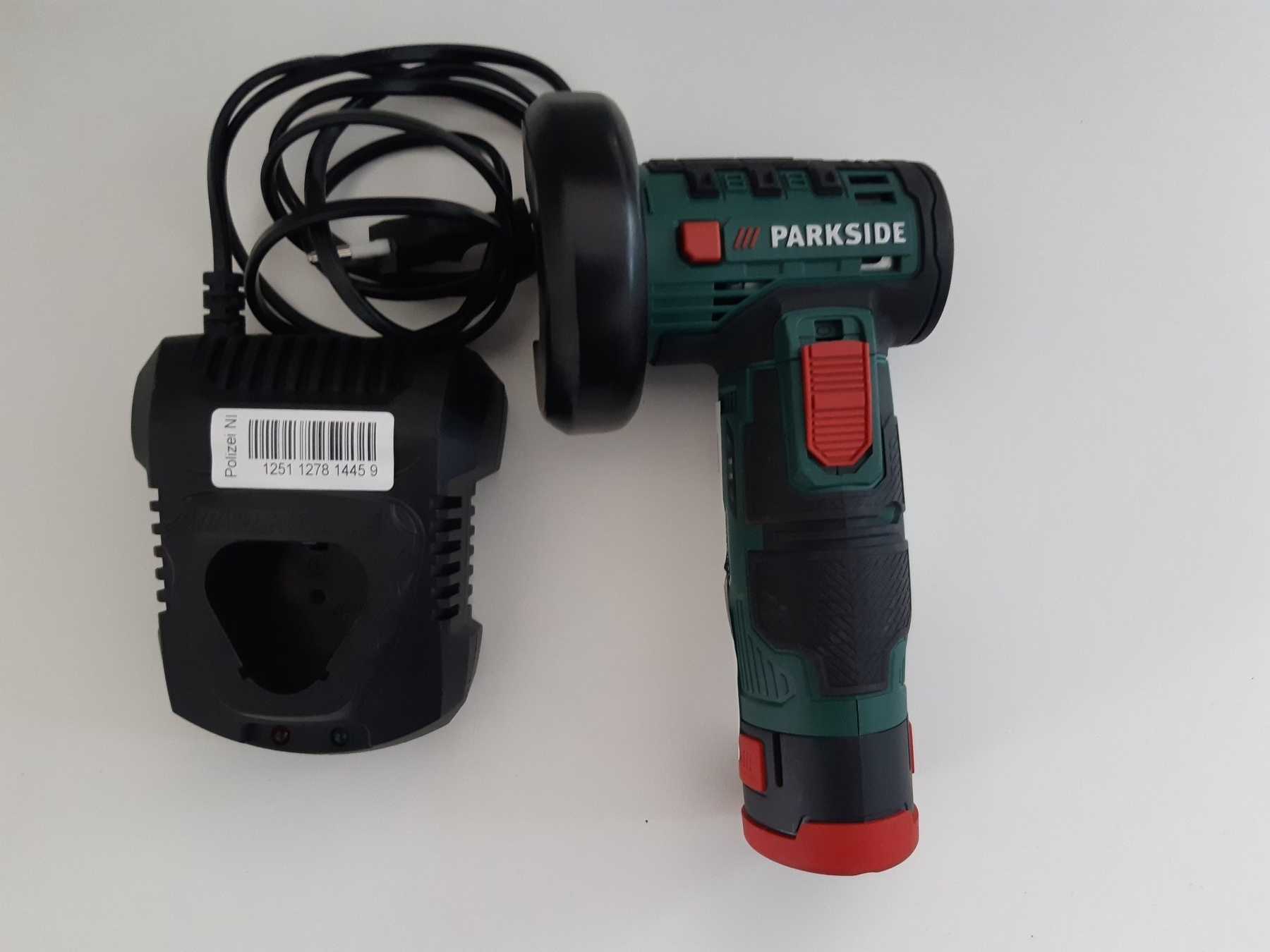 Akku-Winkelschleifer der Marke Parkside mit Ladestation
12Volt Durchmesser 76 mm