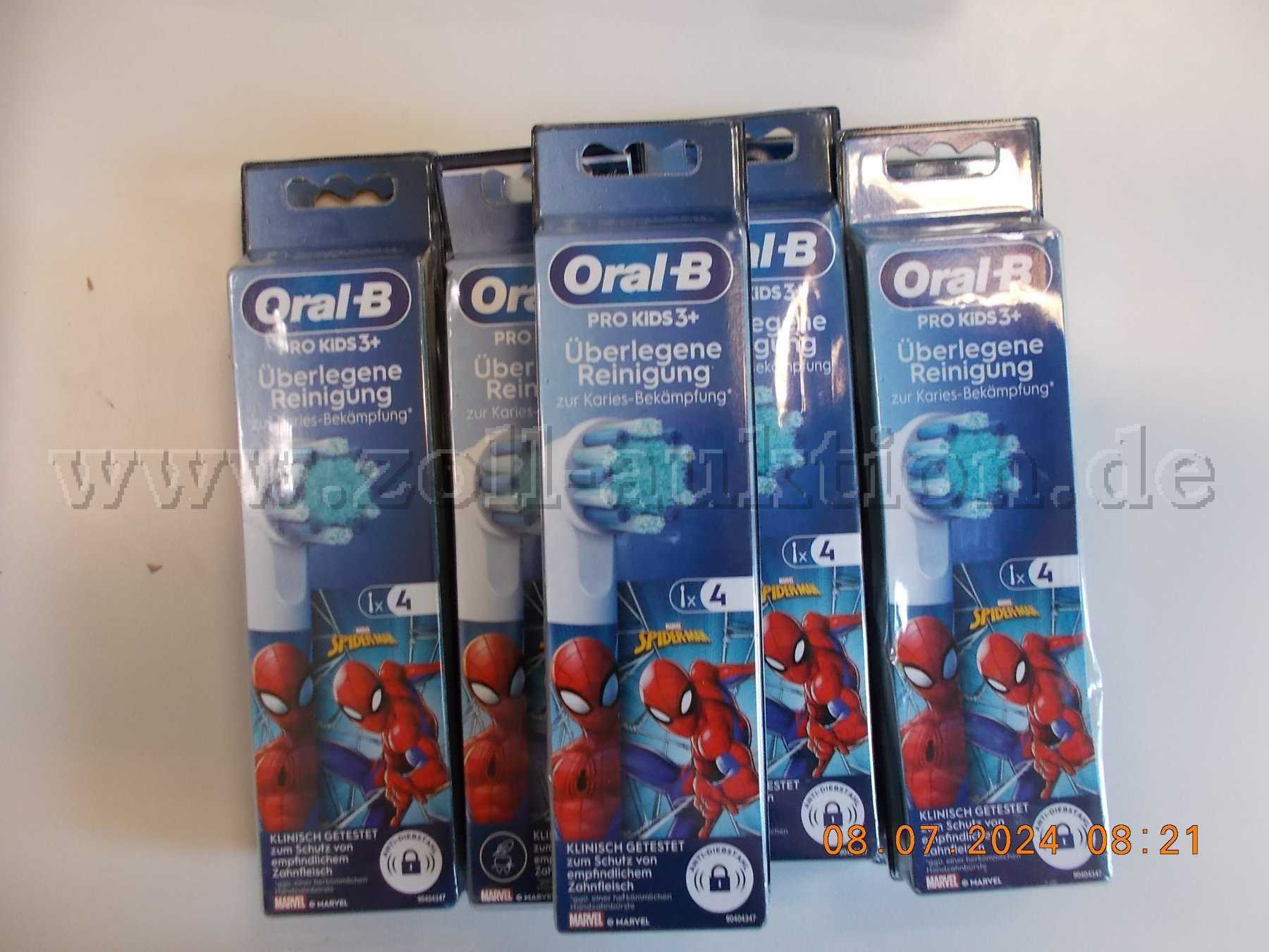 9x Oral-B Pro Kids Aufsteckbürsten Spiderman, ab 3 Jahren(4er Pack)
